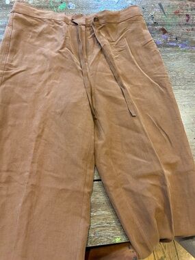 Silk and linen blend drawstring pants